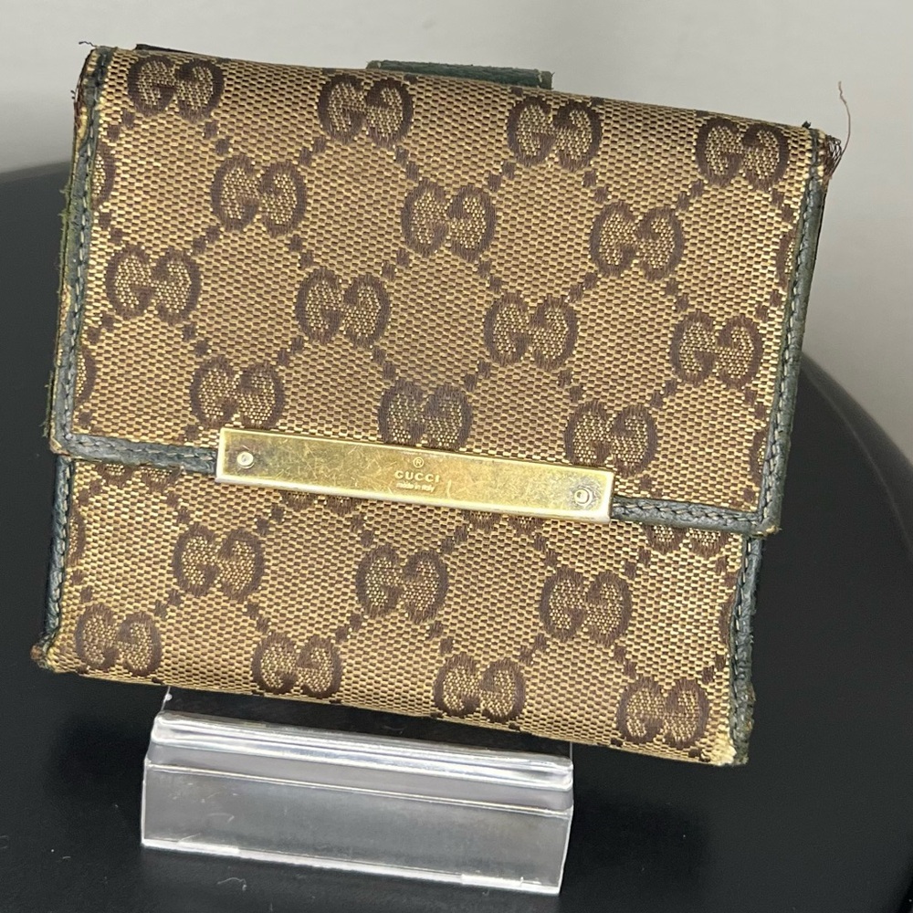Gucci Brown and Gold Monogram Wallet